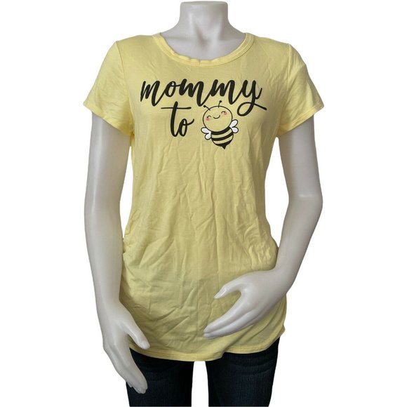 Women’s T Shirt C’est la vie Mommy To Maternity Short Sleeve Yellow Size L - Picture 1 of 9